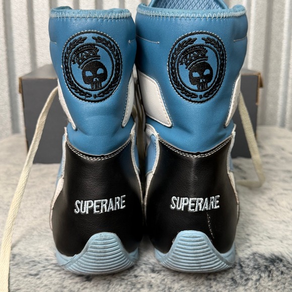 Superare Boxing Wrestling Shoes High Top Blue White Black Size 11.5 US 45.5 EU